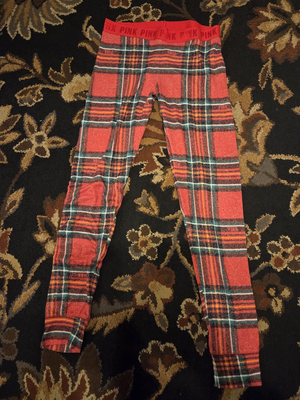 PINK Victoria's Secret Red Plaid Thermal Leggings